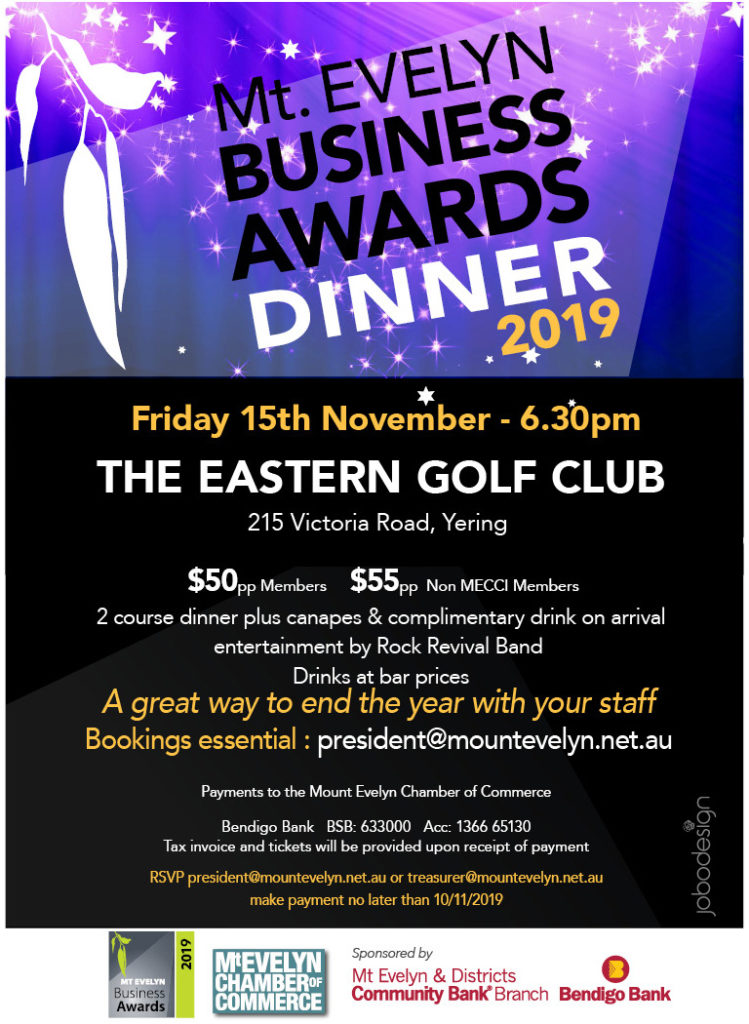 Mt Evelyn Business Awards Dinner 2019